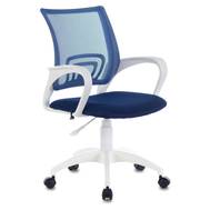 Офисное кресло BRABIX Fly MG-396W, с подлокотниками, пластик белый, сетка, темно-синее