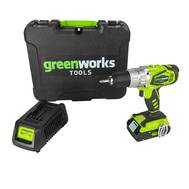 Дрель-шуруповерт аккумуляторная Greenworks G24DDK2, 24V, с АКБ и ЗУ, кейс