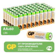 Батарейка GP AA (LR6, 15А), алкалиновые, пальчиковые, КОМПЛЕКТ 60 шт., 15A-2CRVS60