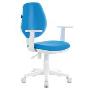 Офисное кресло BRABIX Fancy MG-201W, с подлокотниками, пластик белый, голубое
