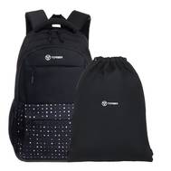 Рюкзак Torber Class X, черный с орнаментом, 45x30x18 см + Мешок для обуви!