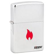 Зажигалка Zippo Flame с покрытием Brushed Chrome, латунь/сталь, серебристая, матовая, 36x12x56