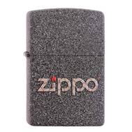 Зажигалка Zippo , латунь с покрытием Iron Stone, серая с фирменным логотипом, матовая, 36x12x56 мм