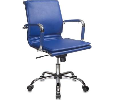 Офисное кресло БЮРОКРАТ CH-993-Low низкая спинка синий искусственная кожа крестовина хром
