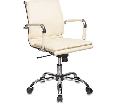 Офисное кресло БЮРОКРАТ Ch-993-Low низкая спинка слоновая кость искусственная кожа крестовина хром