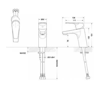 Смеситель для умывальника Bravat F15299C-1