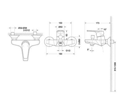 Смеситель для ванны Bravat F65299C-B-RUS