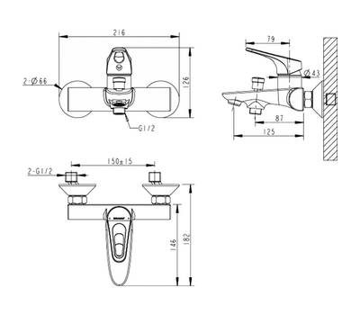 Смеситель для ванны Bravat F648162C-B-RUS