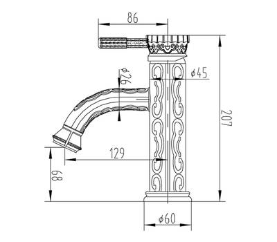 Смеситель для умывальника ZorG Sanitary A 115U-SL