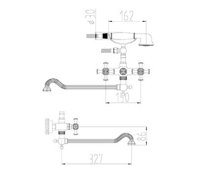 Смеситель для ванны ZorG Sanitary A 7001WDN-SL