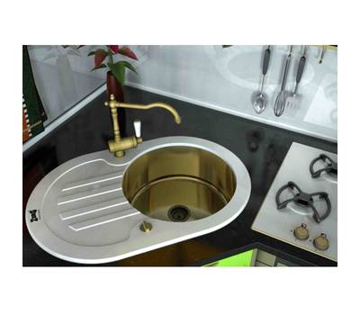 Мойка для кухни ZorG Sanitary GL-7851-OV-WHITE-BRONZE