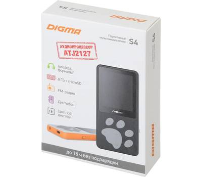 MP3 плеер DIGMA S4 8Gb черный/серый/1.8"/FM/microSDHC