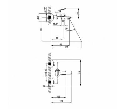 Смеситель для ванны Milardo AMPSB02M02