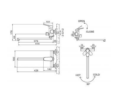 Смеситель для ванны Bravat Eler F6191238BM-01L-RUS