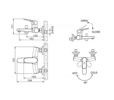 Смеситель для ванны Bravat Eler F6191238BM-01-RUS