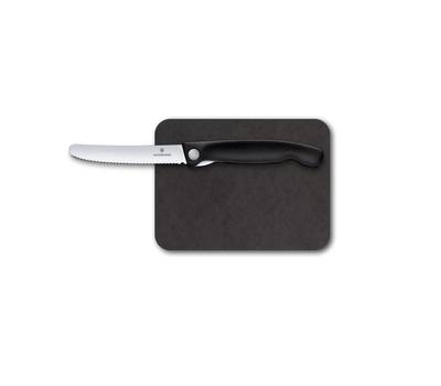 Нож кухонный VICTORINOX Classic (6.7191.F3) стальной столовый лезв.110мм серрейт. заточка черный.