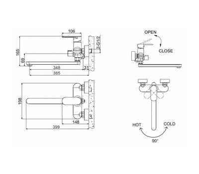 Смеситель для ванны Bravat F6125183BM-02L-RUS