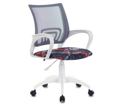 Офисное кресло BRABIX Fly MG-396W, с подлокотниками, пластик белый, серое с рисунком "Graffity"