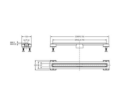 Трап для душа BONOMINI CANALISSIMA 6825WX70SWZ