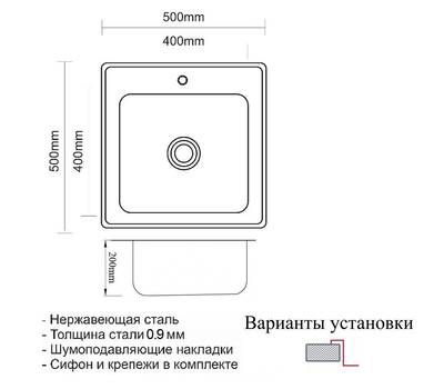 Мойка для кухни ZorG Sanitary SZR 5050 GRAFIT