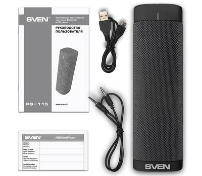Колонки для компьютера SVEN PS-115, черный (10 Вт, TWS, Bluetooth, FM, USB, microSD, 1800мА*ч)