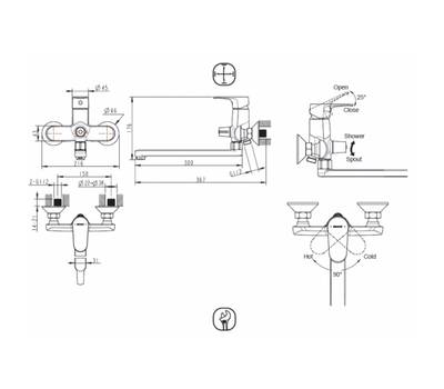 Смеситель для ванны Bravat F6120178BC-01L