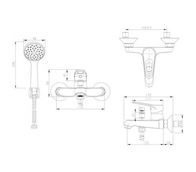 Смеситель для ванны Bravat F64898BM-B