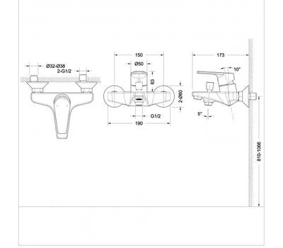 Смеситель для ванны Bravat F65299BM-B-RUS