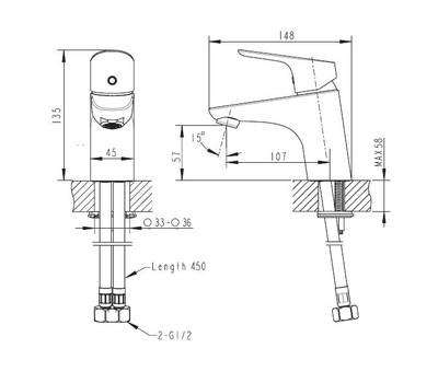 Смеситель для умывальника Bravat F14898BM-1