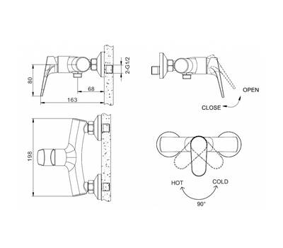 Смеситель для душа Bravat F9191238BM-01-RUS