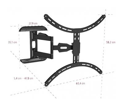ТВ Кронштейн HAMA Fullmotion H-118620 черный 37"-65" макс.35кг настенный поворот и наклон