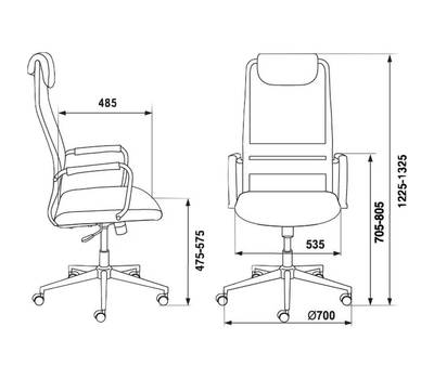 Офисное кресло БЮРОКРАТ KB-9N/DG/TW-12 серый TW-04 TW-12 сетка/ткань крестовина хром