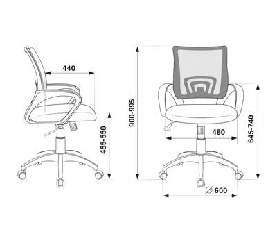 Офисное кресло БЮРОКРАТ CH-W695N темно-серый TW-04 TW-12 сетка/ткань (пластик белый)