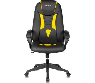 Кресло игровое БЮРОКРАТ VIKING-8N черный/желтый искусственная кожа