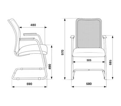 Офисное кресло БЮРОКРАТ CH-599AV на полозьях черный TW-32K01 сиденье черный TW-11 сетка/ткань