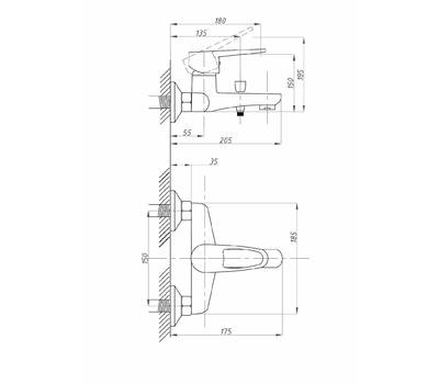 Смеситель для ванны FAUZT FZs-840-126