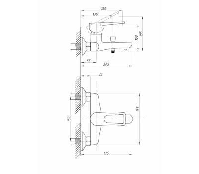 Смеситель для ванны FAUZT FZs-840-129