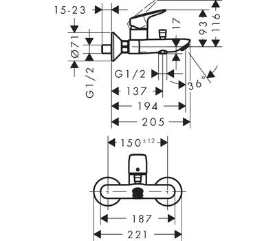 Смеситель для ванны Hansgrohe 71400000