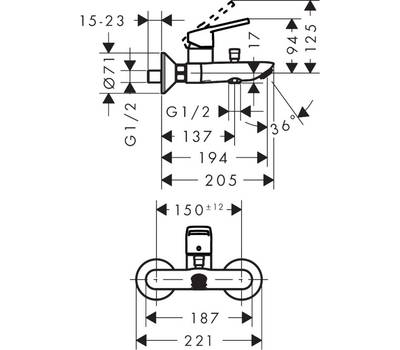 Смеситель для ванны Hansgrohe 71244000