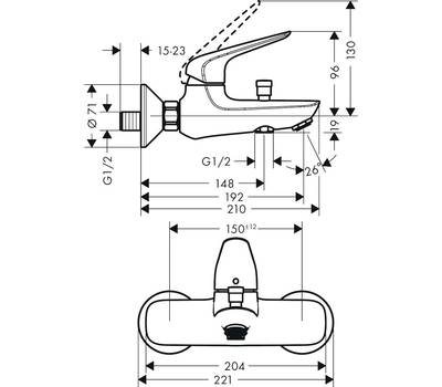 Смеситель для ванны Hansgrohe 71040000