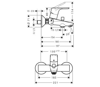 Смеситель для ванны Hansgrohe 31940000