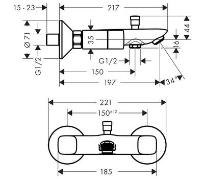 Смеситель для ванны Hansgrohe 71243000