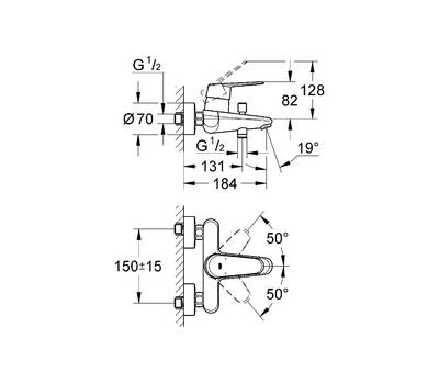 Смеситель для ванны GROHE 33 390 002