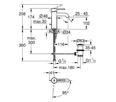 Смеситель для умывальника GROHE 23 591 001