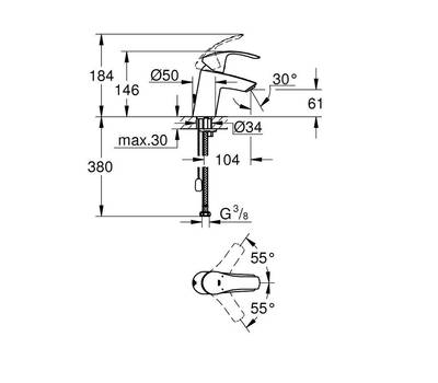 Смеситель для умывальника GROHE 33 188 002