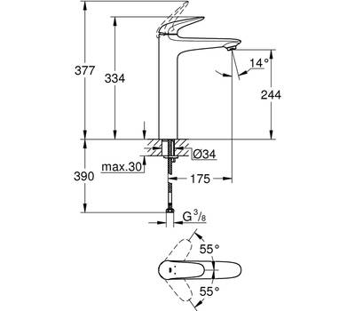 Смеситель для умывальника GROHE 23 719 003