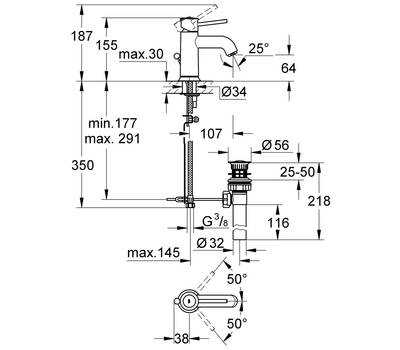 Смеситель для умывальника GROHE 23 161 000