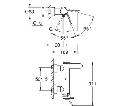 Смеситель для ванны GROHE 33 553 003