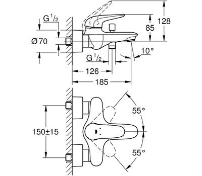 Смеситель для ванны GROHE 23 726 003