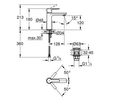 Смеситель для умывальника GROHE 23 106 001